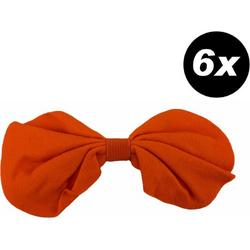 6 stuks - Oranje vlinderstrik - Verkleed Strik met elastiek - voordeelverpakking