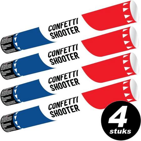 EK 2021 Confetti Shooter 40 cm Nederland - Set van 4 stuks (rood wit blauw confetti kanon papier)
