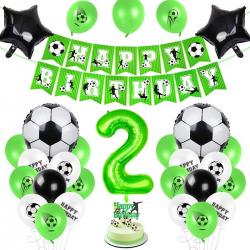 PartyPakket® - Voetbal Versiering Verjaardag - Voetbal Slingers - Voetbal Ballonnen - All-in-one Feestpakket- 2 Jaar Ballonnen - Hoera 2 Jaar - Voetbal Fan - Kinderfeestje Verjaardag