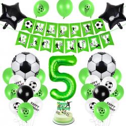 PartyPakket® - Voetbal Versiering Verjaardag - Voetbal Slingers - Voetbal Ballonnen - All-in-one Feestpakket- 5 Jaar Ballonnen - Hoera 5 Jaar - Voetbal Fan - Kinderfeestje Verjaardag