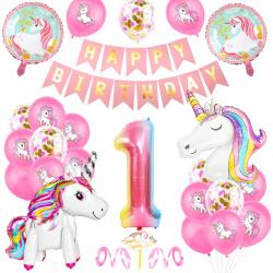 Partypakket® Eenhoorn Verjaardag Versiering - 1 jaar - Unicorn versiering - All-in-one Feestpakket - Decoratie - Ballonnen - Feestpakket - Verjaardag - Feest versiering