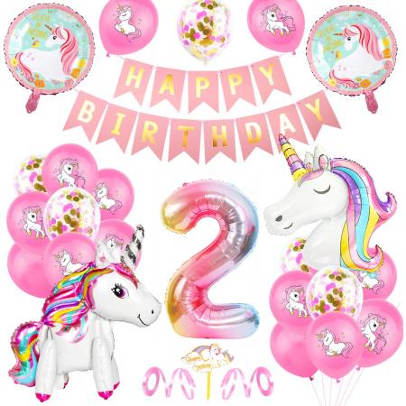 Partypakket® Eenhoorn Verjaardag Versiering - 2 jaar - Unicorn versiering - All-in-one Feestpakket - Decoratie - Ballonnen - Feestpakket - Verjaardag - Feest versiering