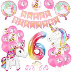 Partypakket® Eenhoorn Verjaardag Versiering - 6 jaar - Unicorn versiering - All-in-one Feestpakket - Decoratie - Ballonnen - Feestpakket - Verjaardag - Feest versiering