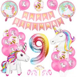 Partypakket® Eenhoorn Verjaardag Versiering - 9 jaar - Unicorn versiering - All-in-one Feestpakket - Decoratie - Ballonnen - Feestpakket - Verjaardag - Feest versiering