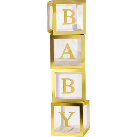 PartyPro - BABY Ballonnen Box - GOUD - Ballonnenbox - Gender Reveal - Babyshower