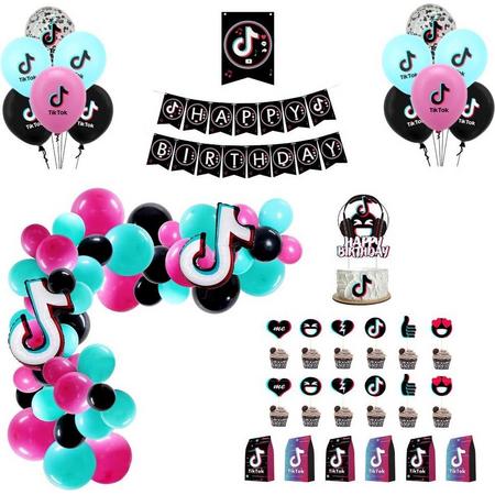 TikTok Thema Deluxe - Verjaardag Versiering - TikTok Thema - TikTok Kinderfeestje - Ballonnen