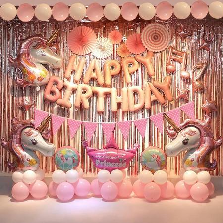 Unicorn Party Thema Deluxe - Verjaardag Versiering - Roze Thema - Eenhoorn Kinderfeestje - Ballonnen