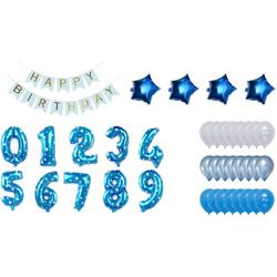 Verjaardag versiering met cijfers (81CM/Blauw)- PartyPro.nl