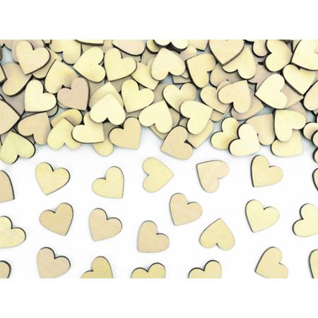 Confetti houten hartjes 2 x 2 cm (50 stuks)