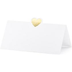 Plaats kaarten - Heart, goud, 10x5cm (1 zakje met 10 stuks)