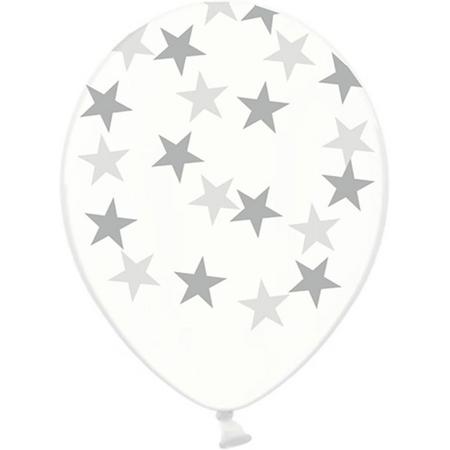 Ballonnen clear met zilveren ster 10 stuks