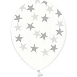 Ballonnen clear met zilveren ster 50 stuks