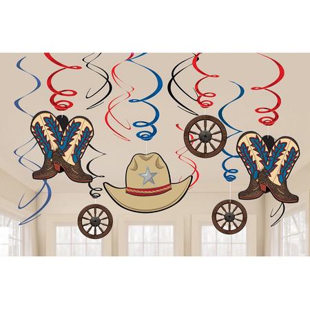 Cowboy Hangdecoratie 12 stuks