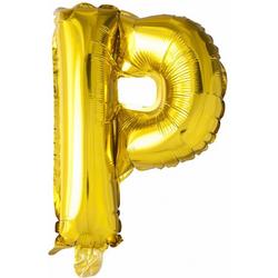 Folie Ballon Letter P Goud 41cm met rietje