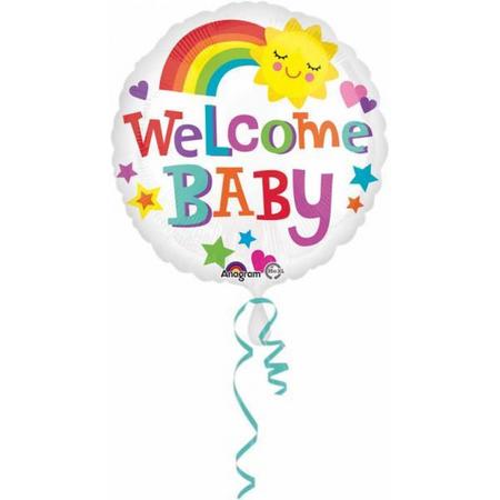 Helium Ballon Geboorte Welkom Baby Regenboog 43cm leeg