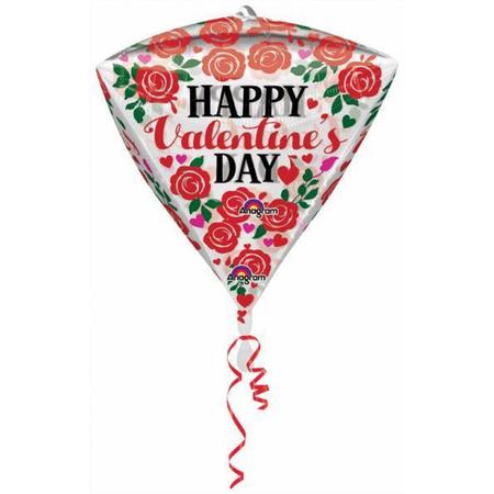 Helium Ballon Happy Valentines Day Diamant 43cm leeg