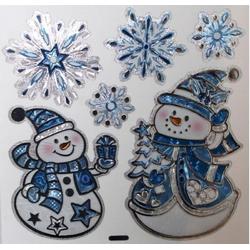 stickers sneeuwpoppen 28,5 x 40 cm rood/wit