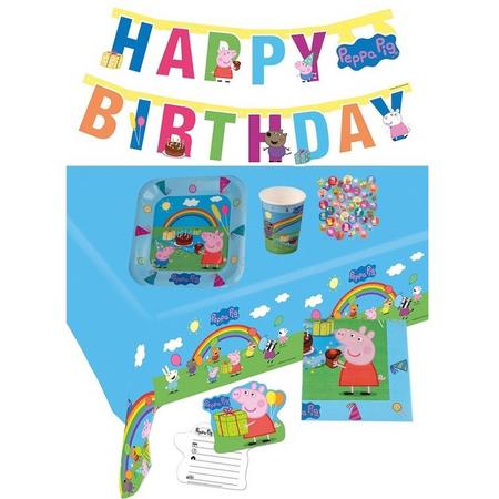 Peppa Big/Pig thema kinderfeestje versiering pakket 7-12 personen - Kinderverjaardag/kinderfeestje pakket
