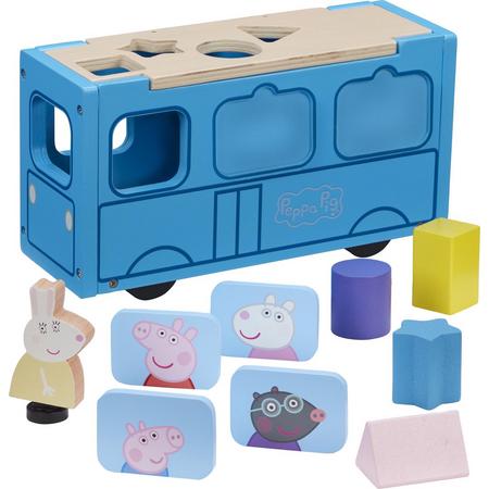 Peppa Pig Houten Speelgoed - Schoolbus Inclusief Vormenstoof