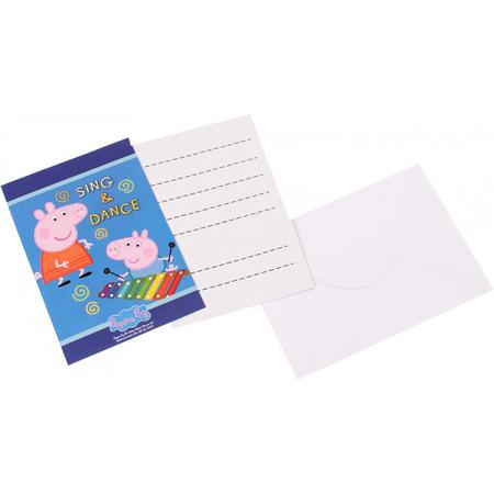 Peppa Pig Uitnodigingen Met Envelop Blauw 6 Stuks