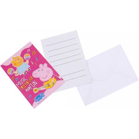 Peppa Pig Uitnodigingen Met Envelop Roze 6 Stuks