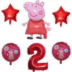 Peppa Pig folie ballonen 6 stuks  Decoratie Kinderen Verjaardag Ballon Nummer 2