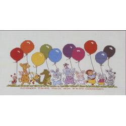 Borduurpakket Party Parade - Optocht van dieren met balonnen