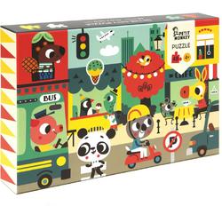Petit Monkey puzzel op de weg - puzzel - 3 jaar - 24 pcs - kinderpuzzel