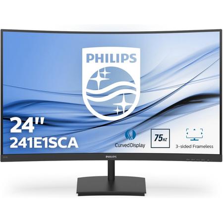 Philips E Line 241E1SCA/00 computer monitor 59,9 cm (23.6) 1920 x 1080 Pixels Full HD LCD Gebogen Mat Zwart