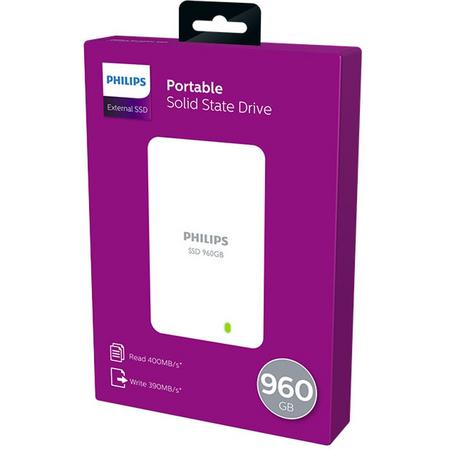 Philips externe SSD 960GB, USB3.0, 400mb/s, Portable, Wit