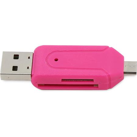 Phoco Kaartlezer (micro) SD met (micro) USB roze