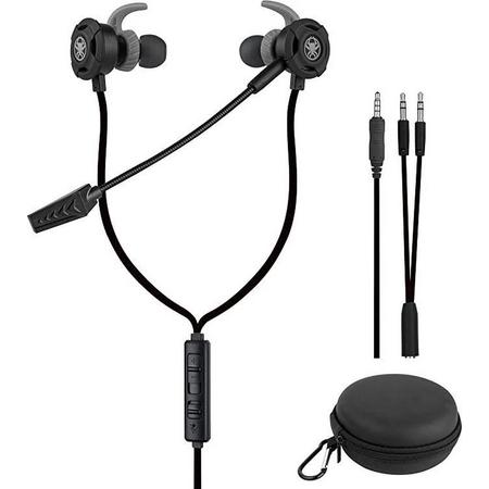 headset met microfoon - in-ears hoofdtelefoon met verstelbare microfoon - 3,5 mm bedrade oordopjes voor gaming en oordopjes met 3 paar verschillende maten oordopjes voor PS4 - Xbox - PC, laptop - mobiele telefoon