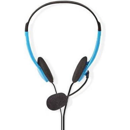 headset met microfoon - on-ear stereo headset - 2x 3,5mm Jack / blauw - 2 meter voor iPhone, pc, laptop, Skype, softphone, zakelijk callcenter kantoor, duidelijke chat, ultracomfort