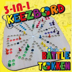 Phoof Keezbord Hout 3-in-1 - keezenspel - tokkenspel - The Battle