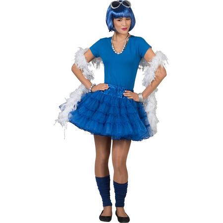 Pierros - Dans & Entertainment Kostuum - Fleurige Blauwe Petticoat Karina - Vrouw - blauw - One Size - Carnavalskleding - Verkleedkleding