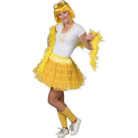 Pierros - Dans & Entertainment Kostuum - Fleurige Gele Petticoat Karina - Vrouw - geel - One Size - Carnavalskleding - Verkleedkleding