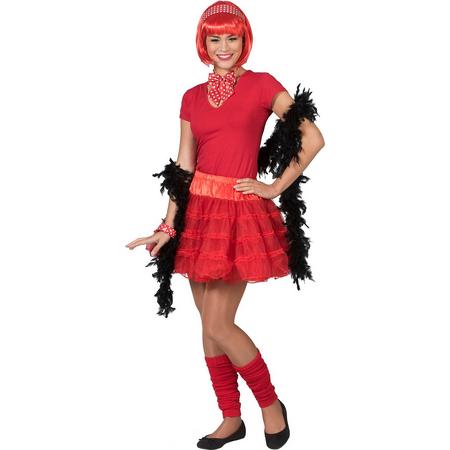 Pierros - Dans & Entertainment Kostuum - Fleurige Rode Petticoat Karina - Vrouw - rood - One Size - Carnavalskleding - Verkleedkleding
