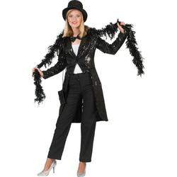 Pierros - Glitter & Glamour Kostuum - Zwarte Frackjas Anne - Vrouw - zwart - Maat 36-38 - Carnavalskleding - Verkleedkleding