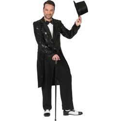 Pierros - Glitter & Glamour Kostuum - Zwarte Frackjas Aron - Man - zwart - Maat 48-50 - Carnavalskleding - Verkleedkleding