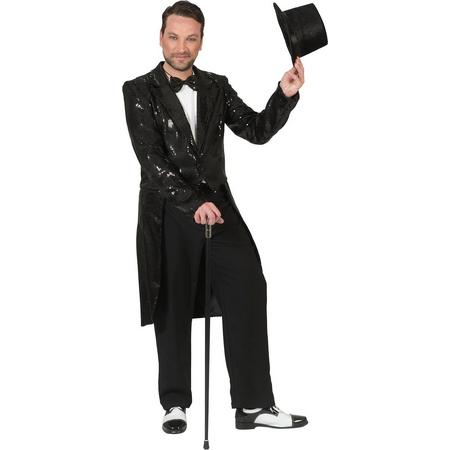Pierros - Glitter & Glamour Kostuum - Zwarte Frackjas Aron - Man - zwart - Maat 56-58 - Carnavalskleding - Verkleedkleding