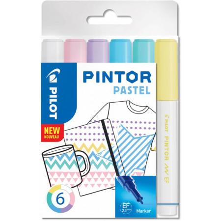 Pilot Pintor Pastel Verfstiften Set - Pastel Set - Extra Fijne marker met 2,3mm punt - Inkt op waterbasis - Dekt op elk oppervlak, zelfs de donkerste - Teken, kleur, versier, markeer, schrijf, kalligrafeer…