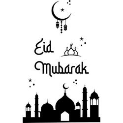 Eid Mubarak Raamsticker zwart