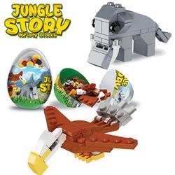12 stuks bouwblokjes Jungle dieren in capsule