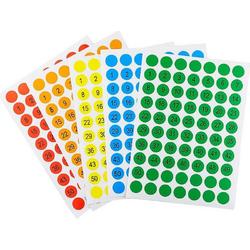5 stickervelletjes cijfers 10mm rood - groen - oranje - blauw - geel