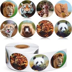 500 stickers op rol wilde dieren 2,5 cm