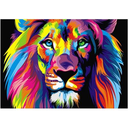 Diamond Painting - hobbypakket - kleurrijke leeuw 20x30 cm