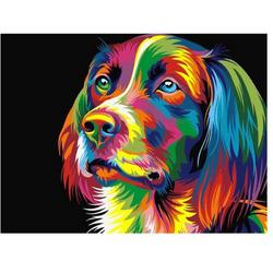 Diamond painting kleurrijke hond - hobbypakket - 20x30 cm