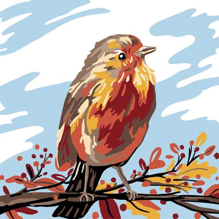 Plaid - Lets paint - Schilderen op nr - 35cm x 35cm - Fall bird