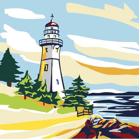 Plaid - Lets paint - Schilderen op nr - 35cm x 35cm - Lighthouse