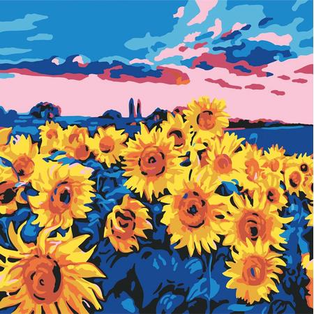 Plaid - Lets paint - schilderen op nr - 35cm x 35cm - Sunflower Meadow